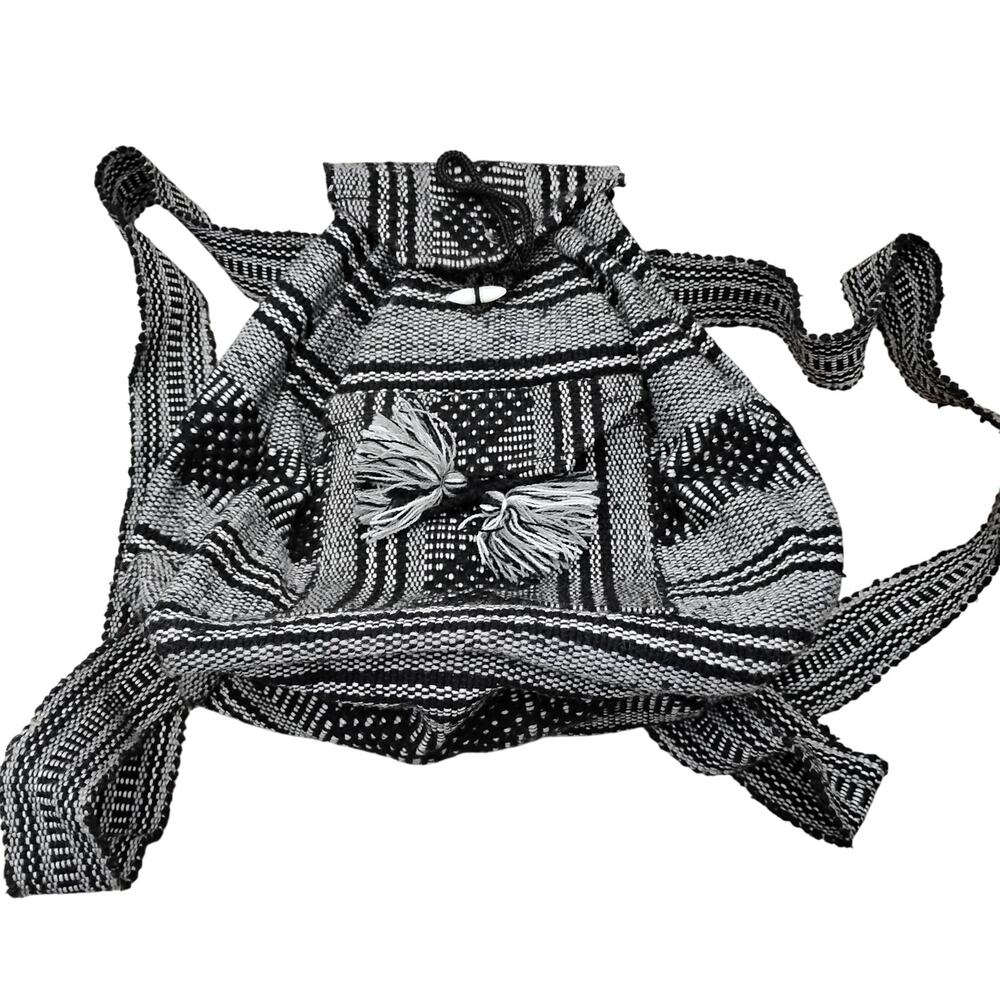 Hobo Ethnic Mini Backpack Black and White 10" x 9"